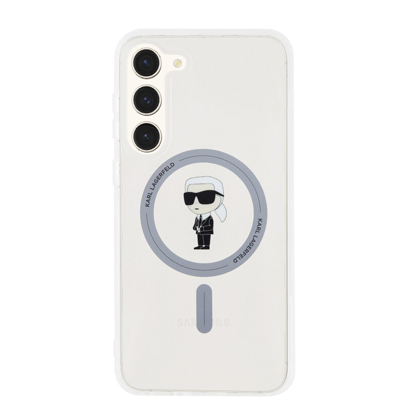 Husa Samsung Galaxy S23 Plus Karl Lagerfeld IML MagSafe, transparent, Ikonik, KLHMS23MHFCKNOT