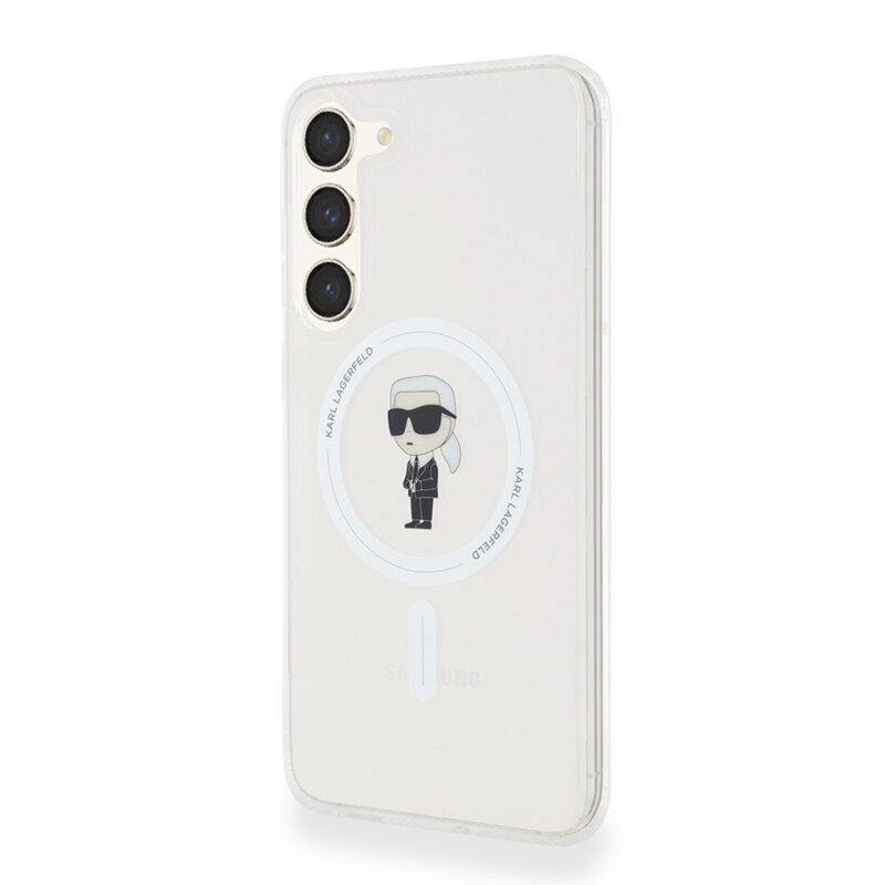 Husa Samsung Galaxy S23 Plus Karl Lagerfeld IML MagSafe, transparent, Ikonik, KLHMS23MHFCKNOT