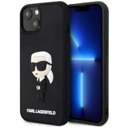 Husa originala iPhone 14 Plus Karl Lagerfeld 3D Design, Rubber Ikonik, negru, KLHCP14M3DRKINK