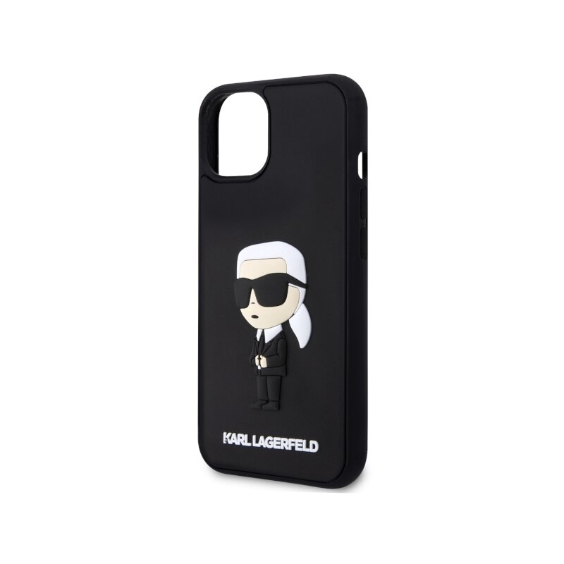 Husa originala iPhone 14 Plus Karl Lagerfeld 3D Design, Rubber Ikonik, negru, KLHCP14M3DRKINK