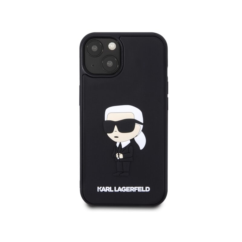 Husa originala iPhone 14 Plus Karl Lagerfeld 3D Design, Rubber Ikonik, negru, KLHCP14M3DRKINK