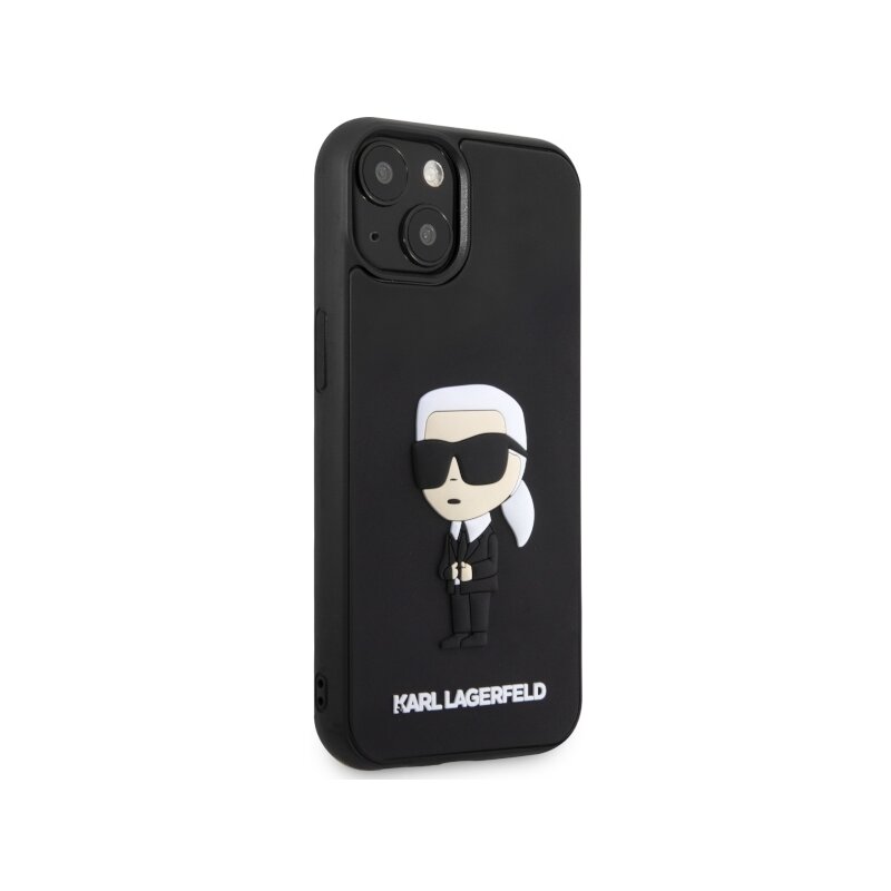 Husa originala iPhone 14 Plus Karl Lagerfeld 3D Design, Rubber Ikonik, negru, KLHCP14M3DRKINK