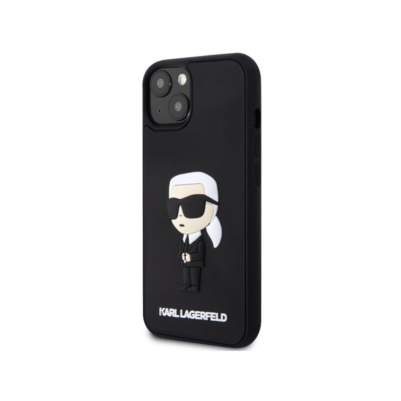 Husa originala iPhone 14 Plus Karl Lagerfeld 3D Design, Rubber Ikonik, negru, KLHCP14M3DRKINK