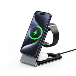 Statie incarcare wireless 15W pentru Apple Duzzona W22, gri