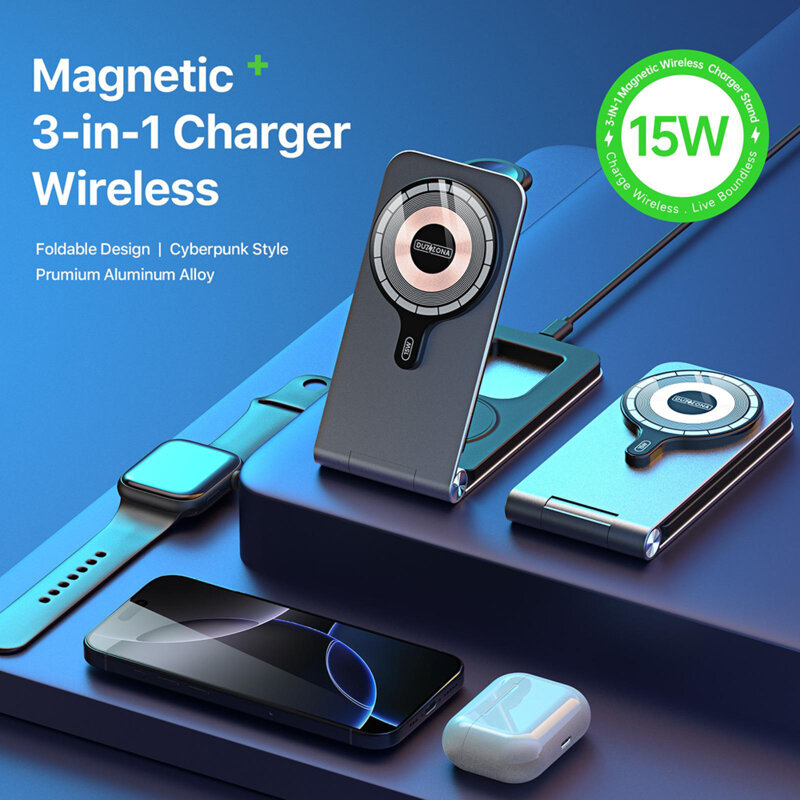 Statie incarcare wireless 15W pentru Apple Duzzona W22, gri