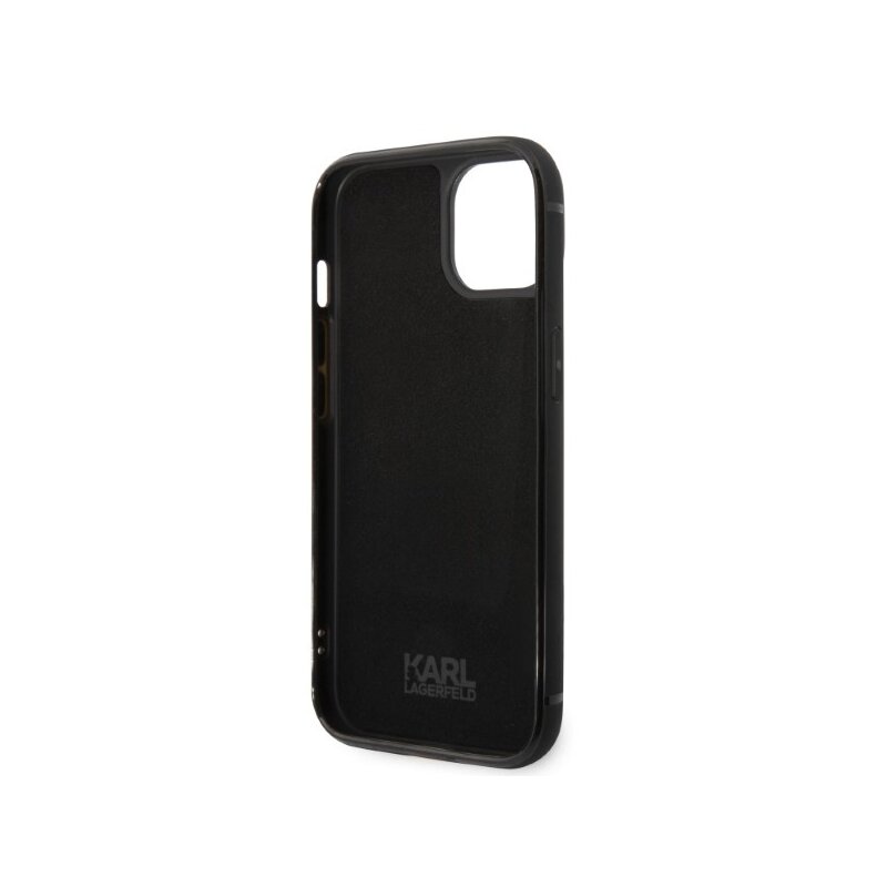 Husa iPhone 14 Plus Karl Lagerfeld Hardcase Leather Cardslots, Signature Logo, negru, KLHCP14MCSSK