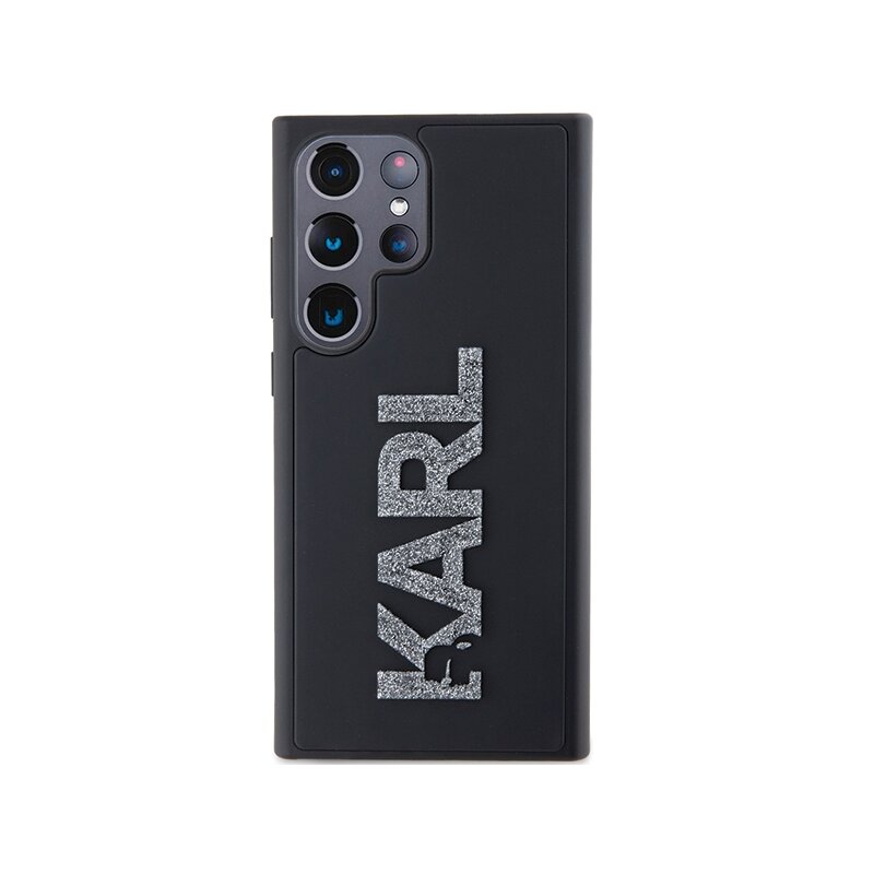 Husa originala Samsung Galaxy S24 Ultra Karl Lagerfeld 3D Design, Rubber Glitter Logo, negru, KLHCS24L3DMBKCK