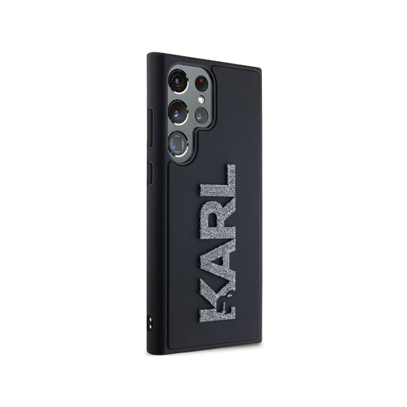 Husa originala Samsung Galaxy S24 Ultra Karl Lagerfeld 3D Design, Rubber Glitter Logo, negru, KLHCS24L3DMBKCK