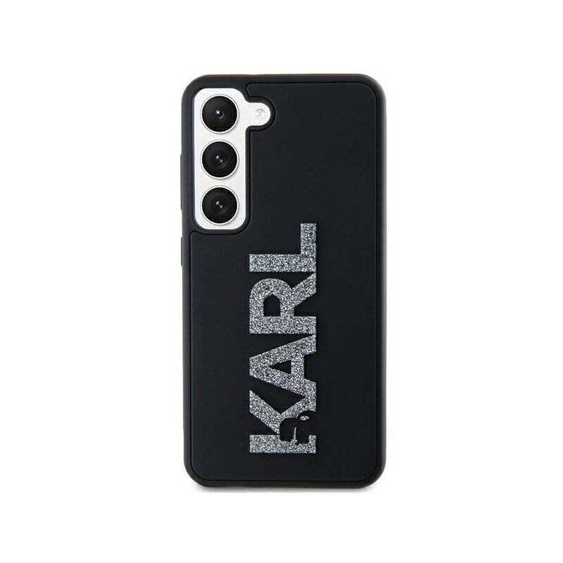 Husa originala Samsung Galaxy S24 Karl Lagerfeld 3D Design, Rubber Glitter Logo, negru, KLHCS24S3DMBKCK