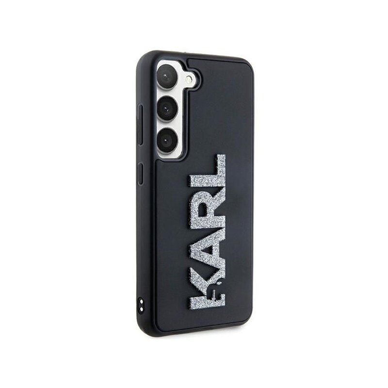 Husa originala Samsung Galaxy S24 Karl Lagerfeld 3D Design, Rubber Glitter Logo, negru, KLHCS24S3DMBKCK
