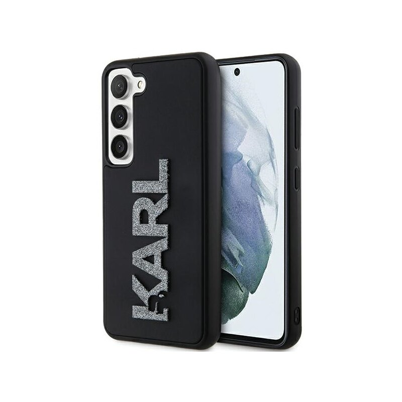 Husa originala Samsung Galaxy S23 Plus Karl Lagerfeld 3D Design, Rubber Glitter Logo, negru, KLHCS23M3DMBKCK
