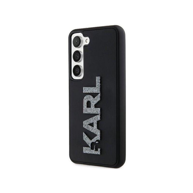 Husa originala Samsung Galaxy S23 Plus Karl Lagerfeld 3D Design, Rubber Glitter Logo, negru, KLHCS23M3DMBKCK