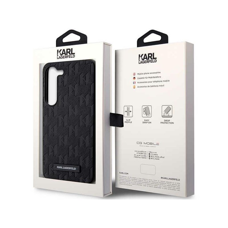 Husa originala Samsung Galaxy S24 Plus Karl Lagerfeld Saffiano, Mono Metal Logo, negru, KLHCS24MSAKLHPK