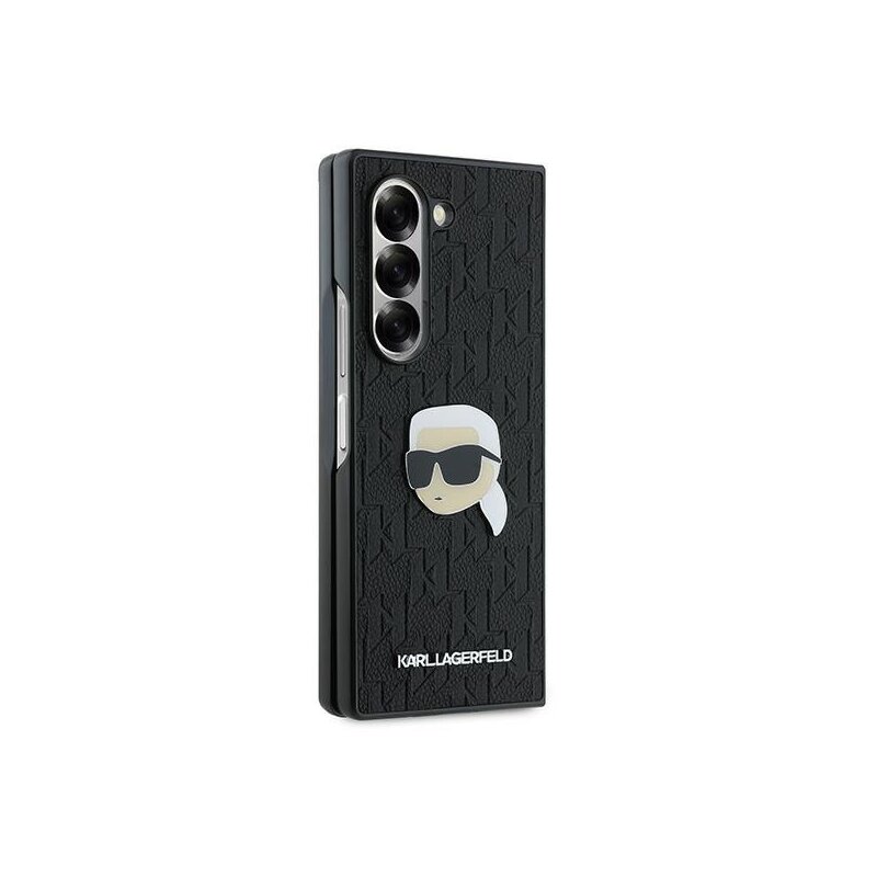Husa originala Samsung Galaxy Z Fold6 Karl Lagerfeld Saffiano, Monogram Head Pin, negru, KLHCZFD6PGKSKIHK