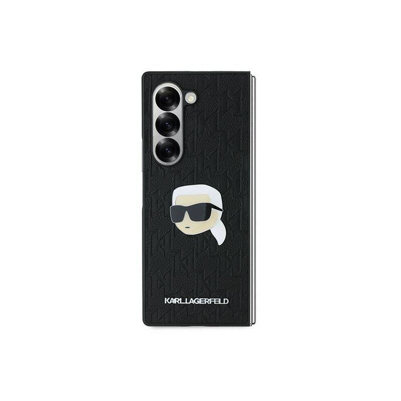 Husa originala Samsung Galaxy Z Fold6 Karl Lagerfeld Saffiano, Monogram Head Pin, negru, KLHCZFD6PGKSKIHK