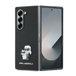 Husa originala Samsung Galaxy Z Fold6 Karl Lagerfeld Saffiano, Karl&Choupette Metal Pin, negru, KLHCZFD6SAPKCNPK