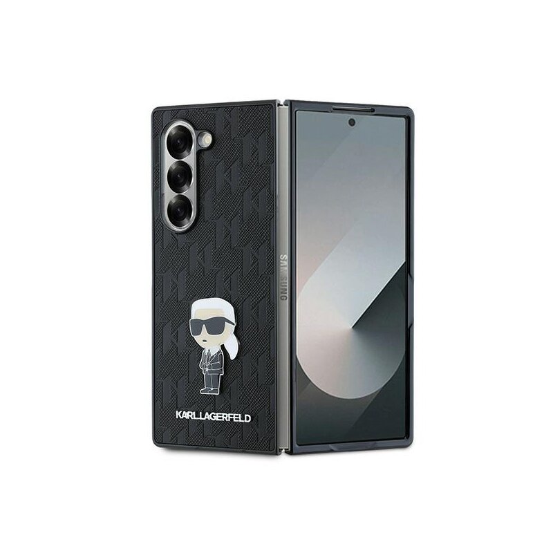 Husa originala Samsung Galaxy Z Fold6 Karl Lagerfeld Saffiano, Monogram Ikonik, negru, KLHCZFD6SAPKINPKK