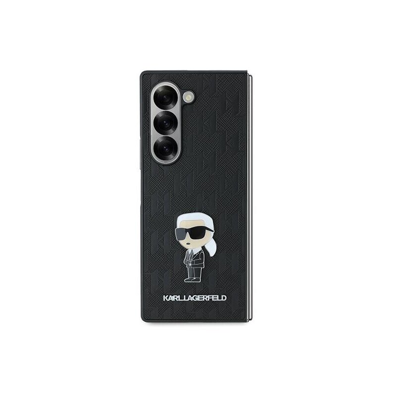 Husa originala Samsung Galaxy Z Fold6 Karl Lagerfeld Saffiano, Monogram Ikonik, negru, KLHCZFD6SAPKINPKK