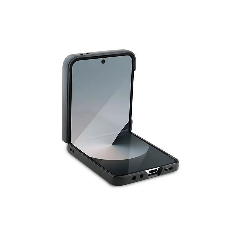 Husa originala Samsung Galaxy Z Flip6 Karl Lagerfeld Saffiano, Karl&Choupette Metal Pin, negru, KLHCZF6SAPKCNPK