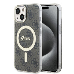 Husa iPhone 15 Plus originala Guess IML 4G MagSafe, maro, GUHMP15MH4STW