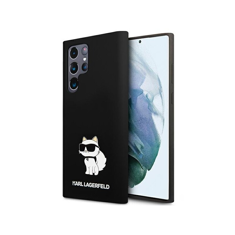 Husa Karl Lagerfeld Samsung Galaxy S24 Ultra Silicone, Choupette, negru, KLHCS24LSNCHBCK