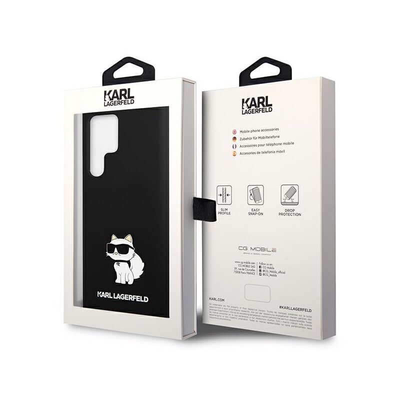 Husa Karl Lagerfeld Samsung Galaxy S24 Ultra Silicone, Choupette, negru, KLHCS24LSNCHBCK