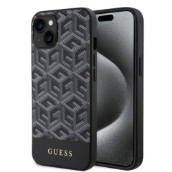 Husa Guess iPhone 15 GCube Stripes MagSafe, negru, GUHMP15SHGCFSEK
