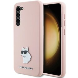 Husa Karl Lagerfeld Samsung Galaxy S23 Plus Silicone, Choupette Metal Pin, roz, KLHCS23MSMHCNPP