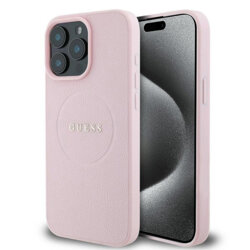 Husa iPhone 15 Pro Max Guess Grained Gold Ring MagSafe, roz, GUHMP15XPGHSMMP