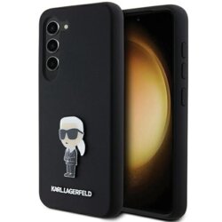 Husa Karl Lagerfeld Samsung Galaxy S23 Plus Silicone, Ikonik Metal Pin, negru, KLHCS23MSMHKNPK