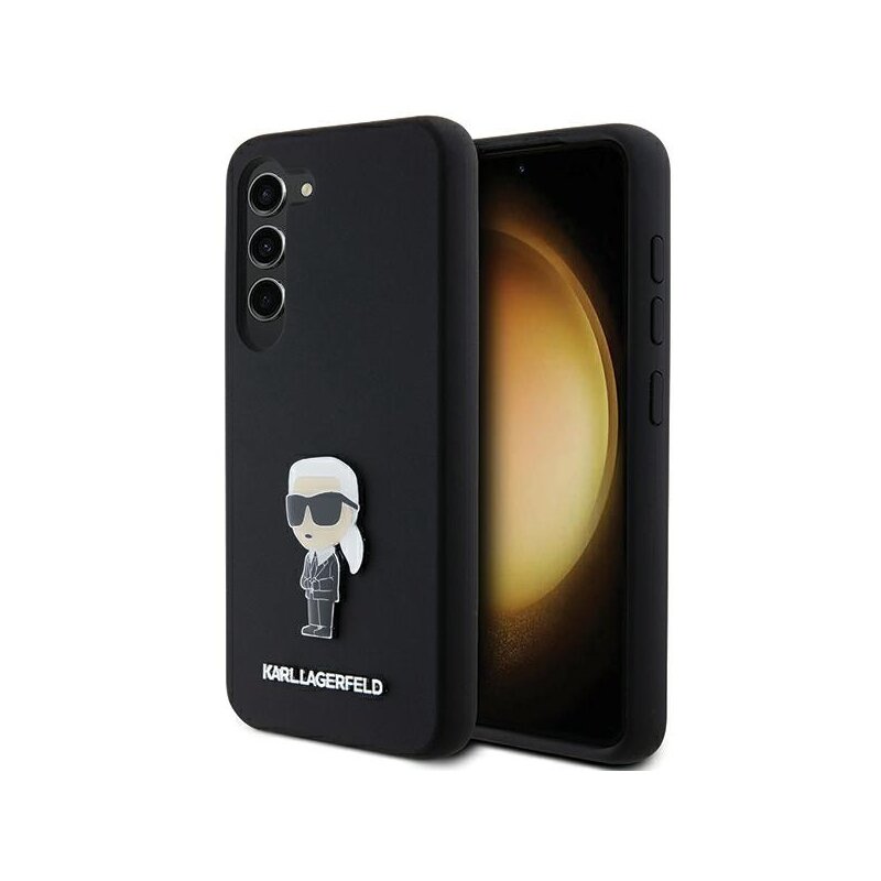 Husa Karl Lagerfeld Samsung Galaxy S23 Plus Silicone, Ikonik Metal Pin, negru, KLHCS23MSMHKNPK