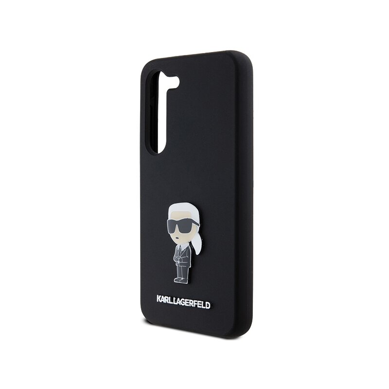 Husa Karl Lagerfeld Samsung Galaxy S23 Plus Silicone, Ikonik Metal Pin, negru, KLHCS23MSMHKNPK