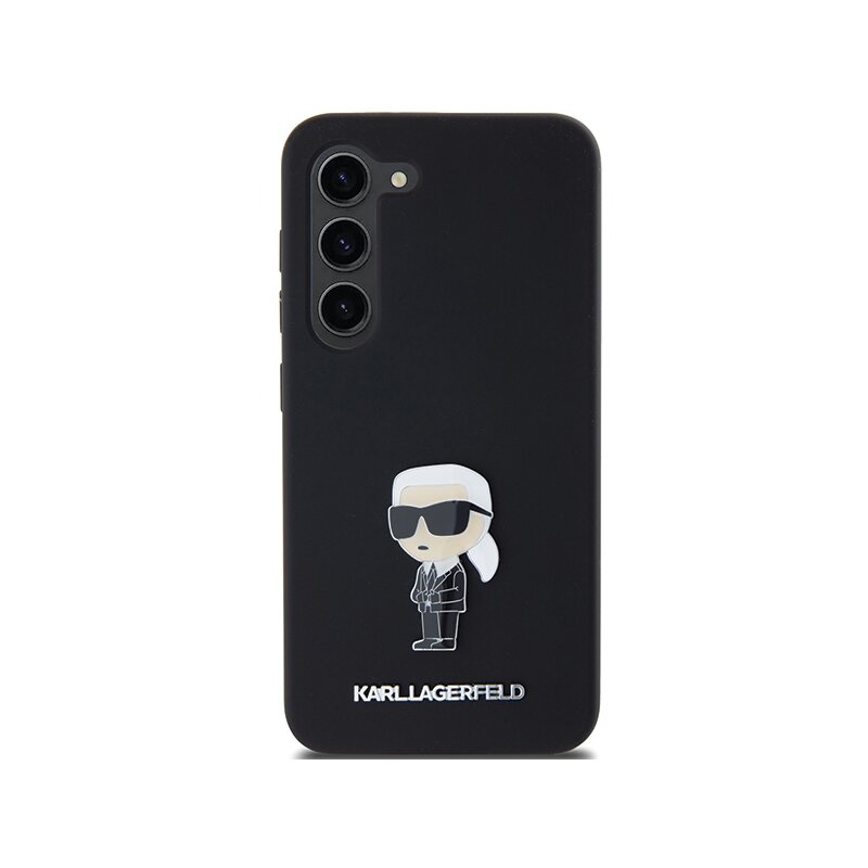Husa Karl Lagerfeld Samsung Galaxy S23 Plus Silicone, Ikonik Metal Pin, negru, KLHCS23MSMHKNPK