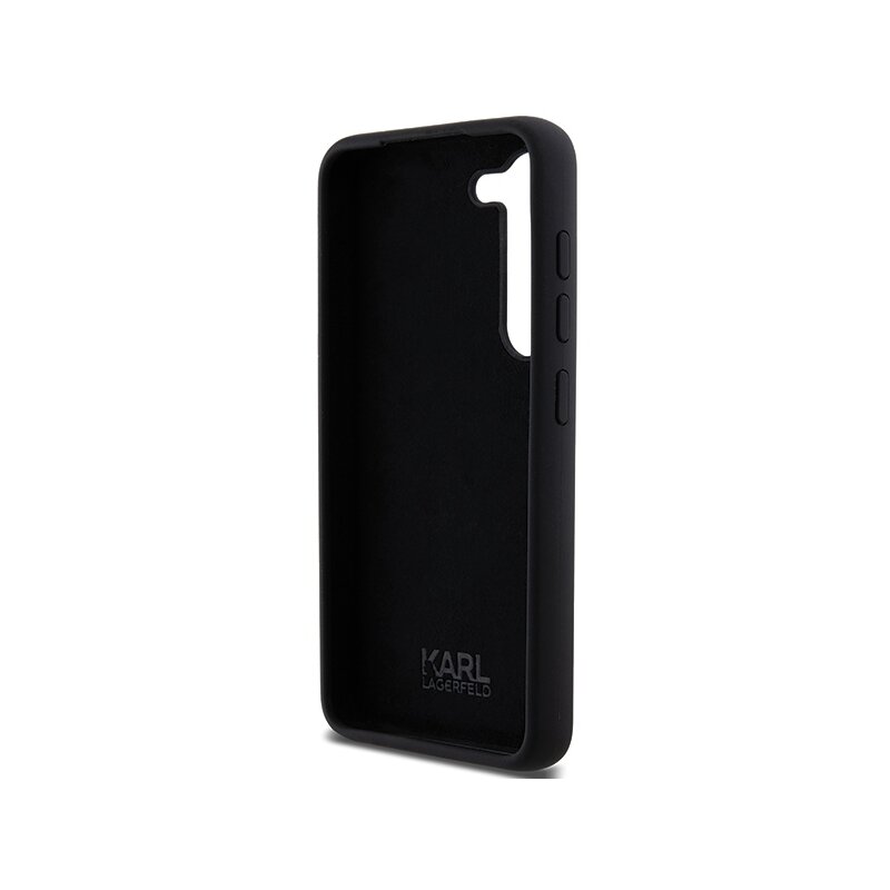 Husa Karl Lagerfeld Samsung Galaxy S23 Plus Silicone, Ikonik Metal Pin, negru, KLHCS23MSMHKNPK