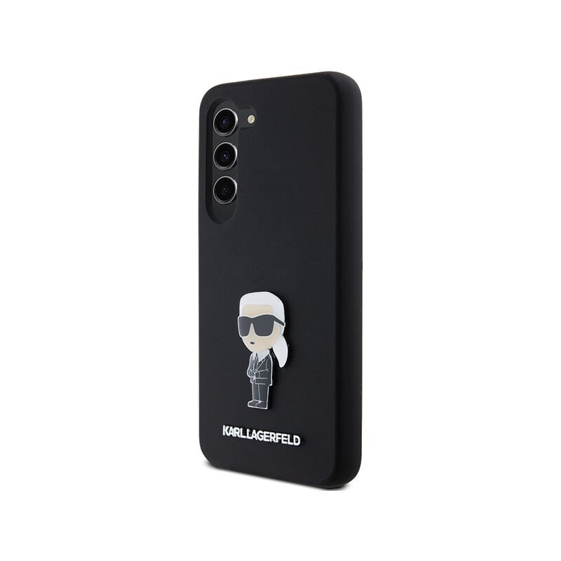 Husa Karl Lagerfeld Samsung Galaxy S23 Plus Silicone, Ikonik Metal Pin, negru, KLHCS23MSMHKNPK