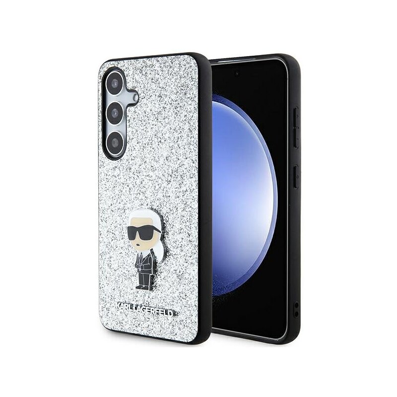 Husa Karl Lagerfeld Samsung Galaxy S24 Plus Hardcase Glitter Fixed, Ikonik Logo, argintiu, KLHCS24MGCNPSG