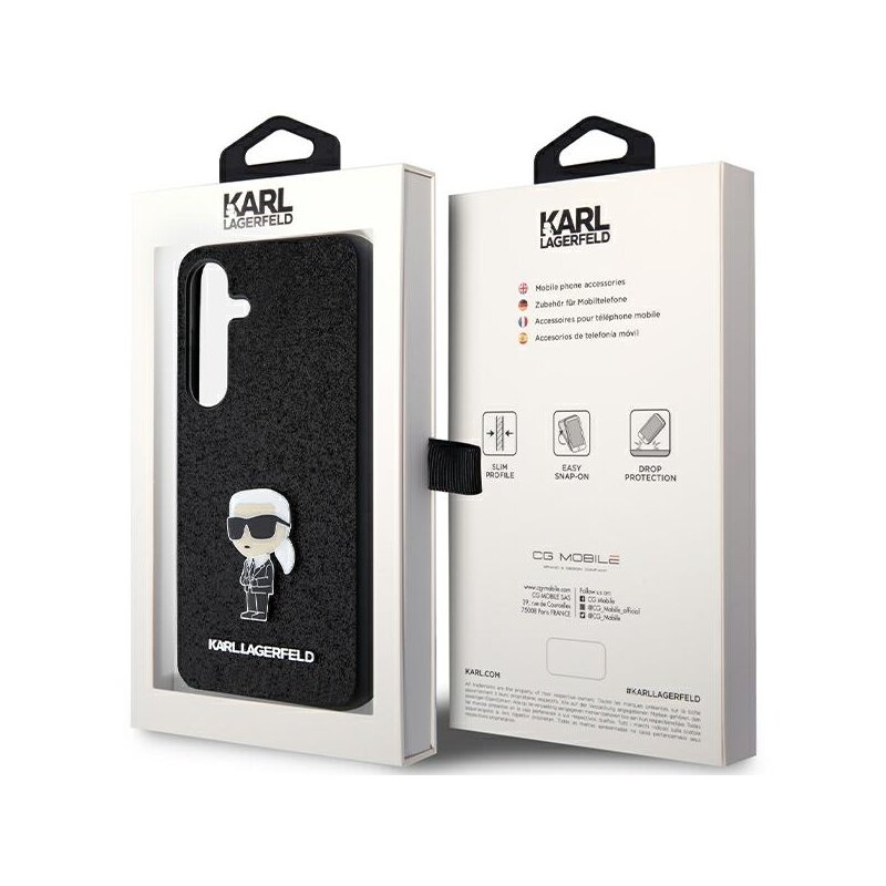 Husa Karl Lagerfeld Samsung Galaxy S24 Plus Hardcase Fixed Glitter, Ikonik Logo, negru, KLHCS24MGKNPSK