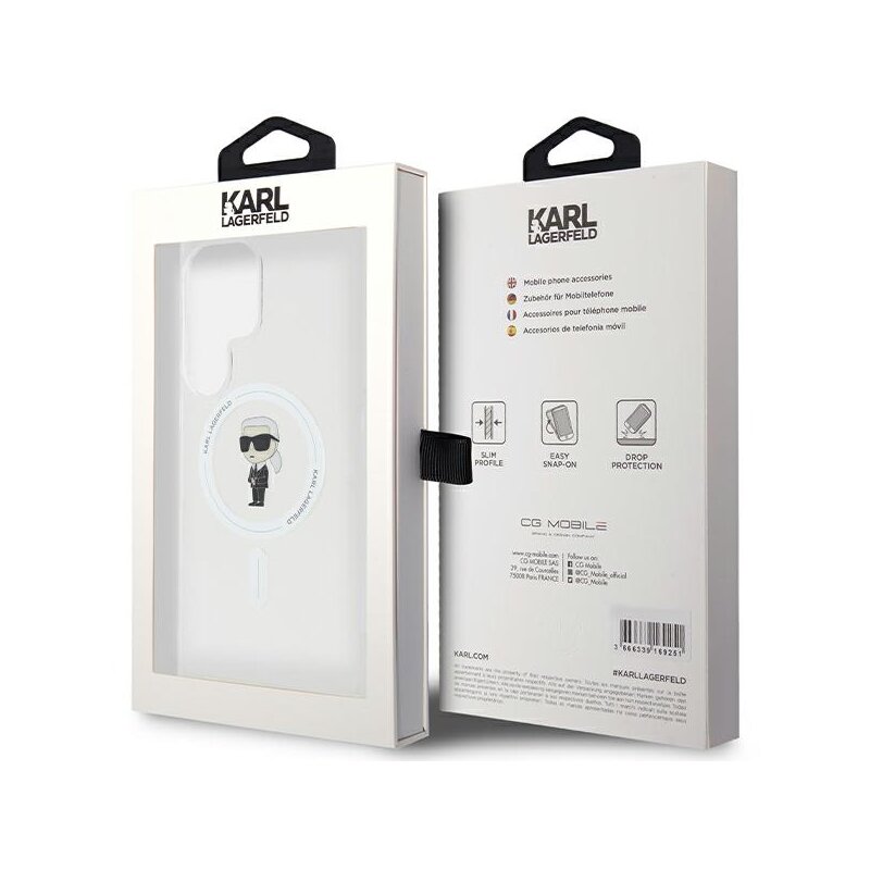 Husa Samsung Galaxy S24 Ultra Karl Lagerfeld IML MagSafe, Ikonik, transparent, KLHMS24LHFCKNOT