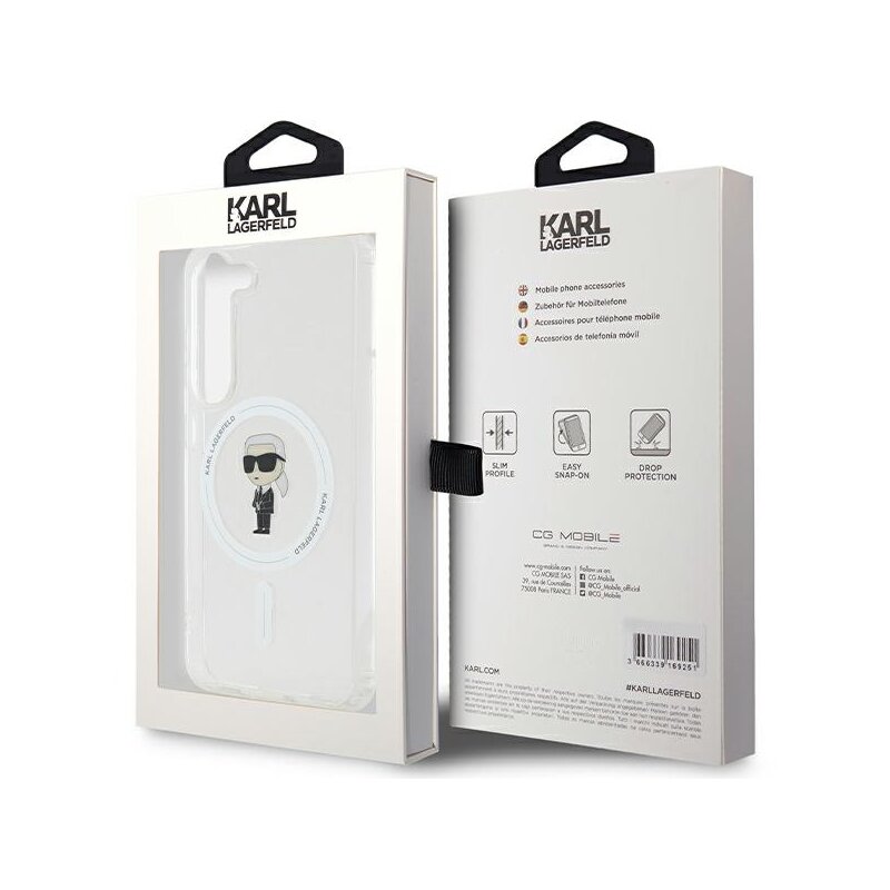 Husa Samsung Galaxy S24 Karl Lagerfeld IML MagSafe, Ikonik, transparent, KLHMS24SHFCKNOT