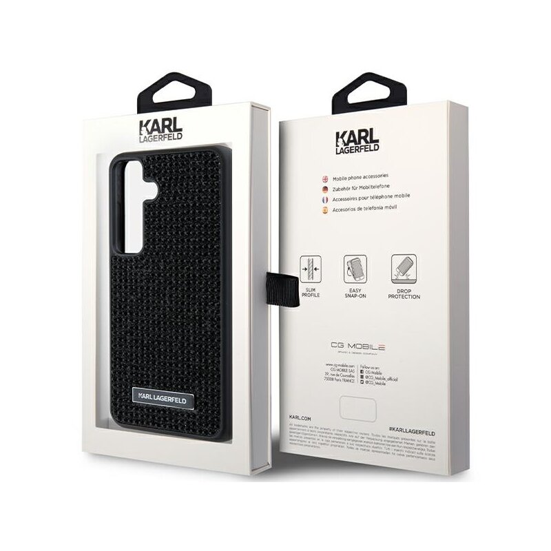 Husa Samsung Galaxy S24 Plus Karl Lagerfeld Hardcase Rhinestone, Metal Logo, negru, KLHCS24MHDSPRK