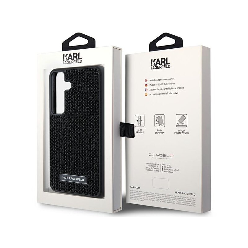 Husa Samsung Galaxy S24 Karl Lagerfeld Hardcase Rhinestone, Metal Logo, negru, KLHCS24SHDSPRK