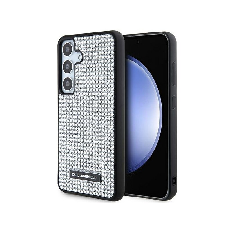 Husa Samsung Galaxy S24 Karl Lagerfeld Hardcase Rhinestone, Metal Logo, argintiu, KLHCS24SHDSPRS