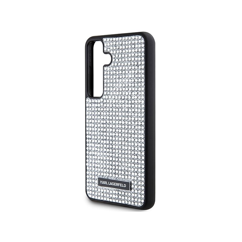 Husa Samsung Galaxy S24 Karl Lagerfeld Hardcase Rhinestone, Metal Logo, argintiu, KLHCS24SHDSPRS