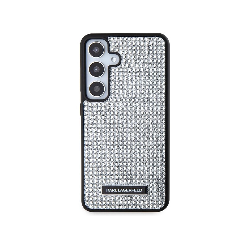Husa Samsung Galaxy S24 Karl Lagerfeld Hardcase Rhinestone, Metal Logo, argintiu, KLHCS24SHDSPRS