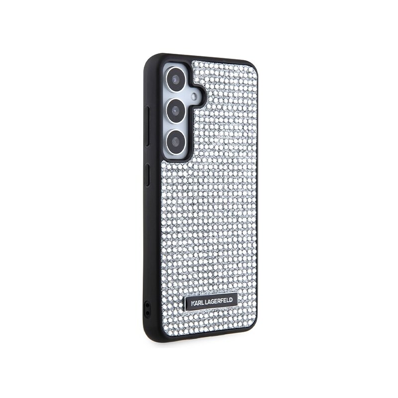 Husa Samsung Galaxy S24 Karl Lagerfeld Hardcase Rhinestone, Metal Logo, argintiu, KLHCS24SHDSPRS