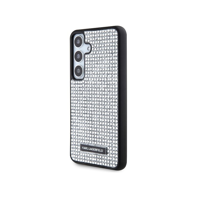 Husa Samsung Galaxy S24 Karl Lagerfeld Hardcase Rhinestone, Metal Logo, argintiu, KLHCS24SHDSPRS