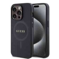 Husa Guess Saffiano MagSafe iPhone 15 Pro Max, negru, GUHMP15XPSAHMCK