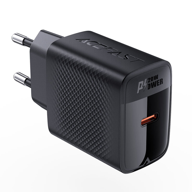 Incarcator GaN Type-C, 20W Power Delivery, Acefast A82, negru