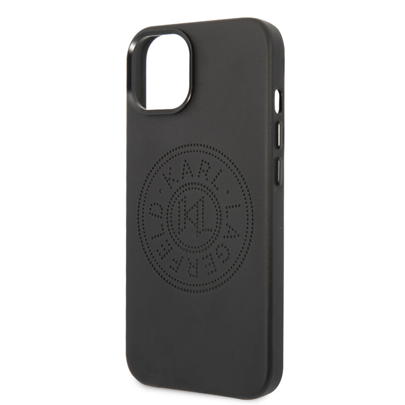 Husa iPhone 14 Plus Karl Lagerfeld Hardcase Leather Perforated, negru, KLHCP14MFWHK