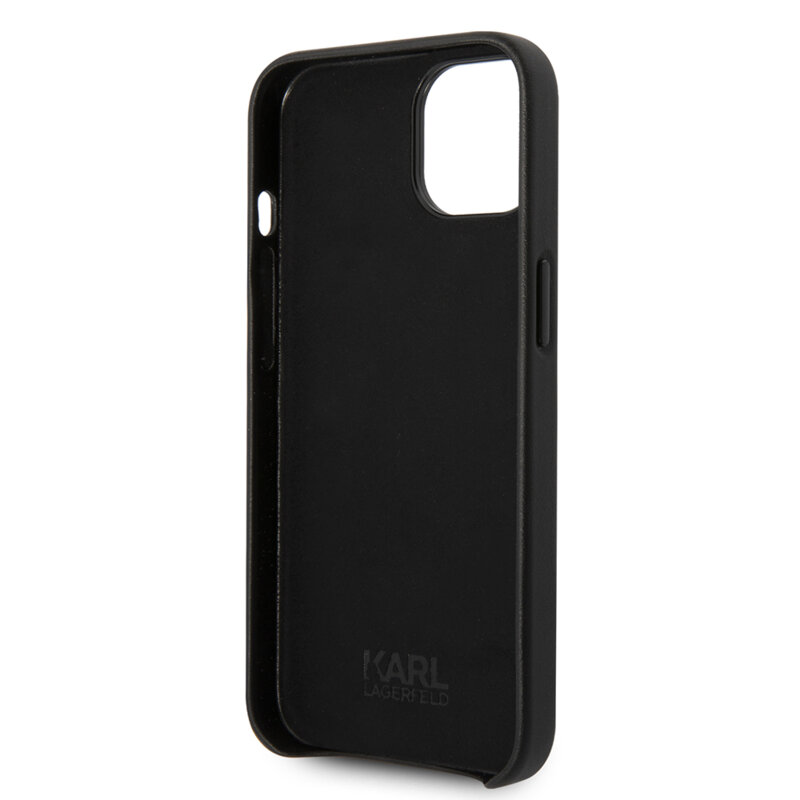 Husa iPhone 14 Plus Karl Lagerfeld Hardcase Leather Perforated, negru, KLHCP14MFWHK